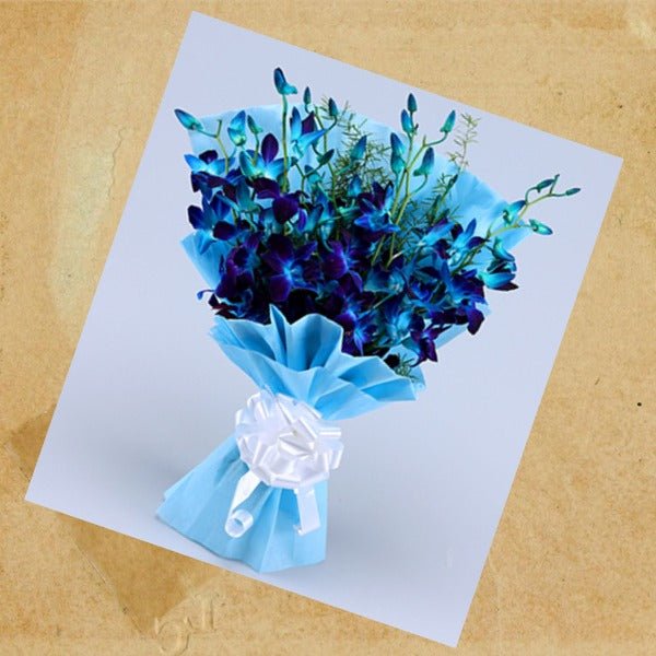 Blue Color Orchid Flowers Bouquet