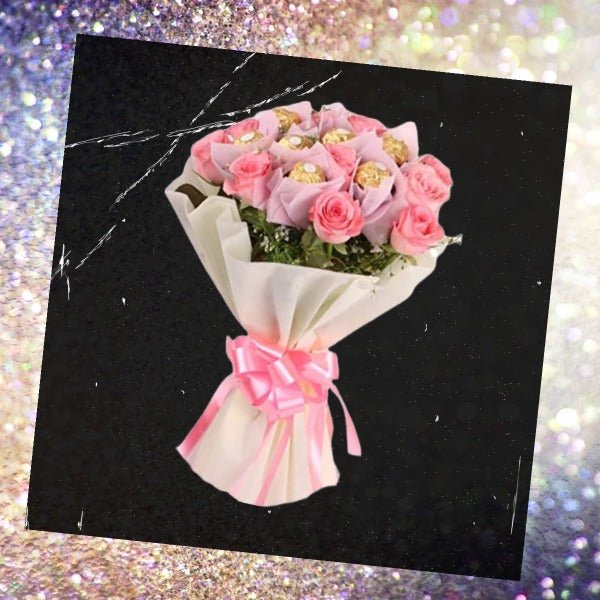 Ferrero Rocher Bouquet and Pink Roses