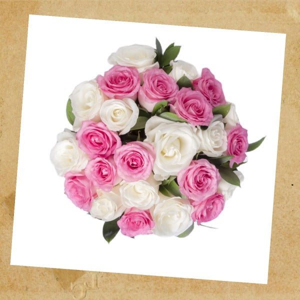 Pink and White Roses Bouquet - Gift Hamper Shop