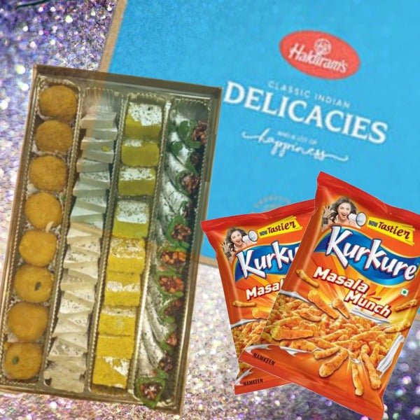 Premium brand mix sweets and 2 packets of KurKure - Gift Hamper Shop