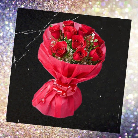 Red Roses Bouquet of 12 Flowers